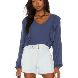 Bobi medium ruffled blue top